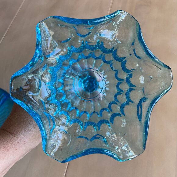 Vintage Rare Mid-Century Blue Glass Dishes Bowls Set - Picture 4 of 16